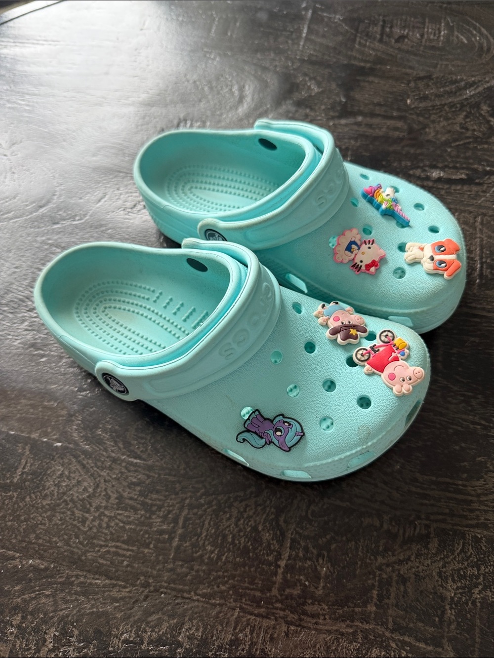 CROCS Kids Aqua Slide Clogs with Character Jibbitz